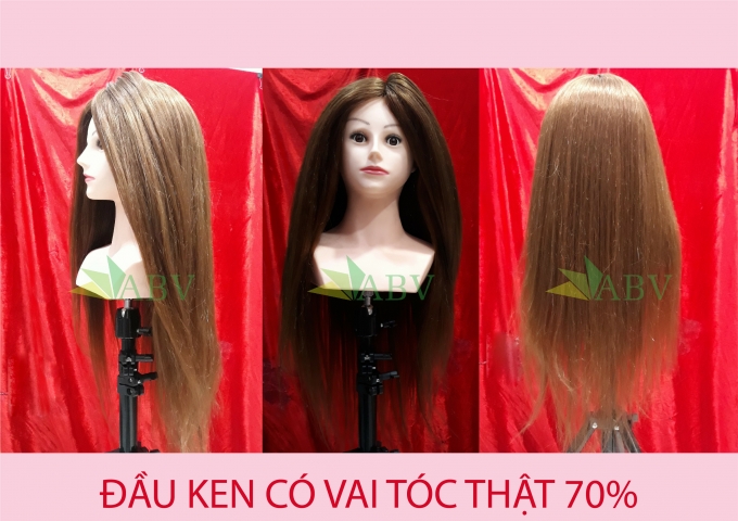 Đầu KEN có vai tóc thật 70% ( Nâu lợt)