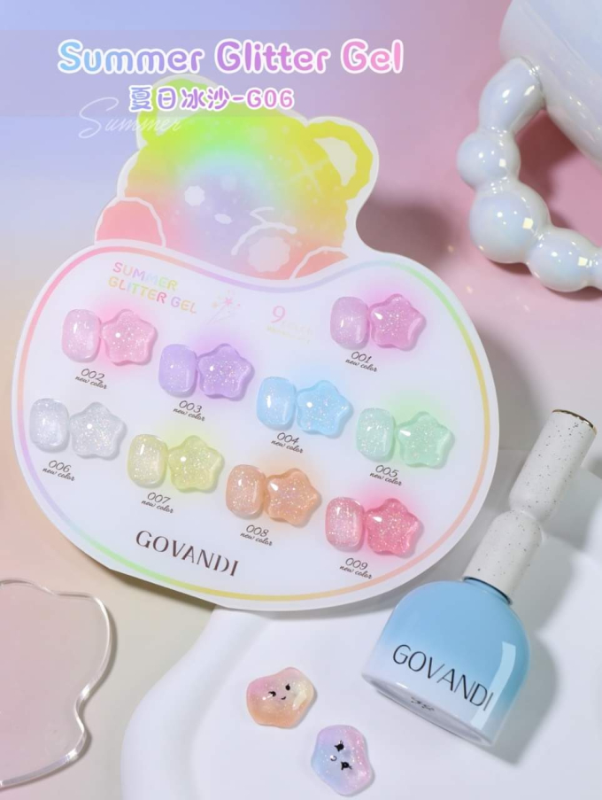 Bộ Sơn Gel Kim Tuyến Govandi G06 9 Màu