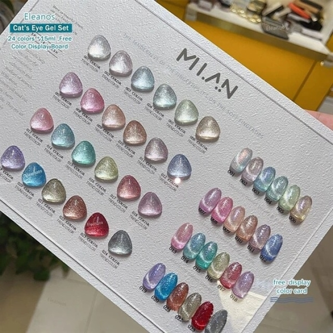 Bộ Sơn Gel Mắt Mèo Cực Quang Siêu Sáng Milan (24 Chai)