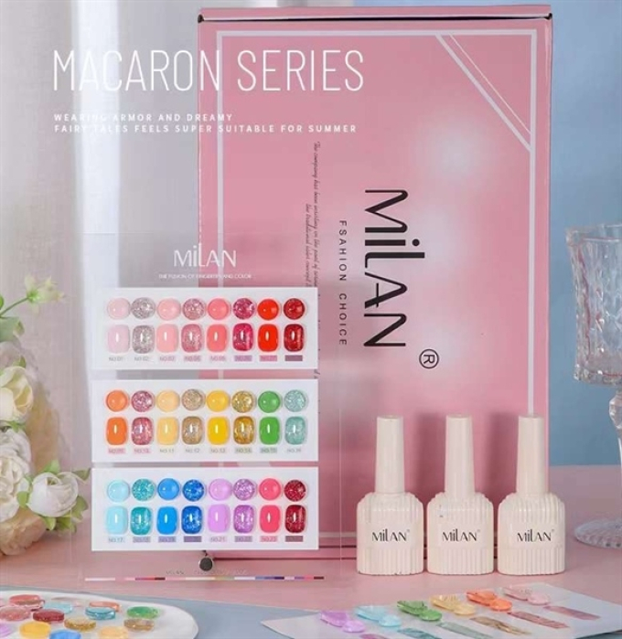 Bộ Sơn Gel Milan Kim Tuyến & Màu (24 Chai)