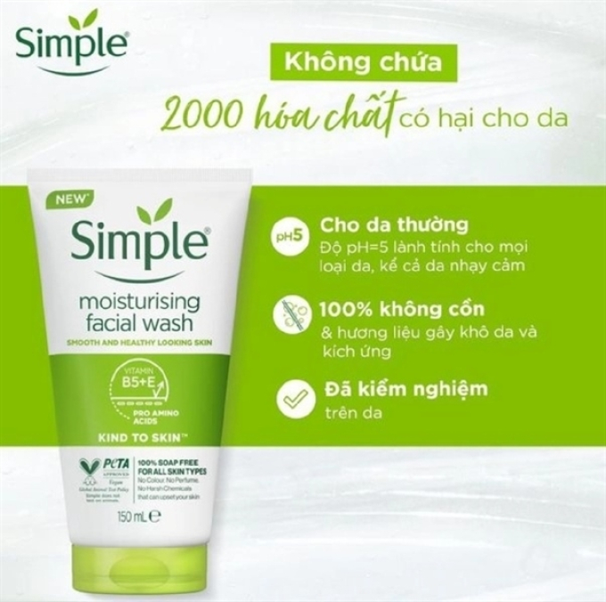 Sữa Rửa Mặt Simple 150ml Da Thường