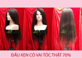 Đầu KEN có vai tóc thật 70% ( Nâu đậm)